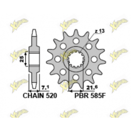 misure pignone PBR forato per catena passo 520 (z14 z15 z16 z17 z18 z19)