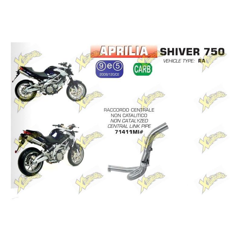Non-catalyzed central manifold for Aprilia Shiver 750 from 208 to 2017 Arrow