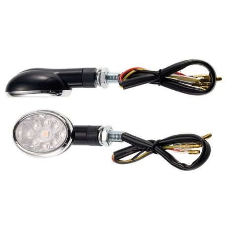 Coppia frecce omologate OVAL NERE con led - A pair of indicators approved BLACK OVAL with LEDs
