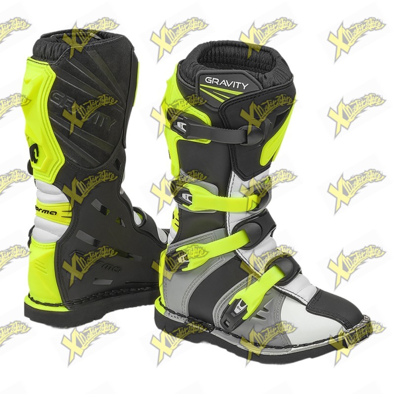 Stivali bambino motocross Forma Gravity Grigio Giallo Fluo
