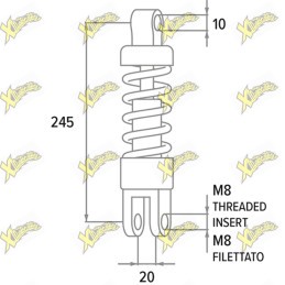Polini Rear Shock Absorber 245 mm for Minarelli Horizontal / Vertical – 173.0553