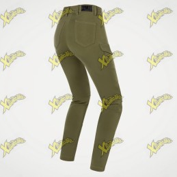 Jeans moto donna PMJ Sidney verde
